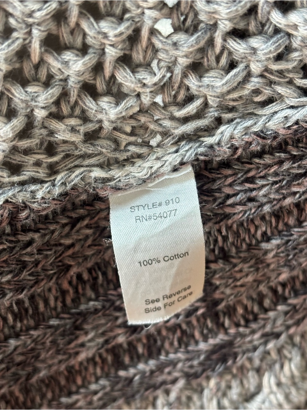 CAbi Shadow Circle Cardigan S 100% Cotton Open Knit Waterfall Boho Neutral - Picture 8 of 11
